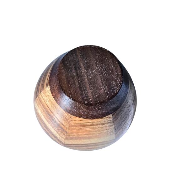 Handmade Toothpick Holder of Marquetry Pieced and Turned Wood - Picture 5 of 8